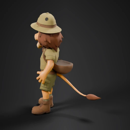 Cartoon Lion Safari Guide (Animated: Standing Relax)